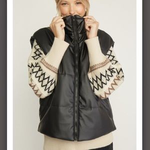 Nwt from boutique puffer leather vest! Gorgeous